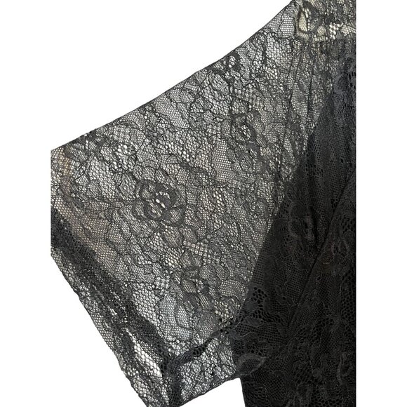 Torrid Floral Top 2X Black Lace Off Shoulder Sheer Neutral Feminine Minimalist - Picture 3 of 12